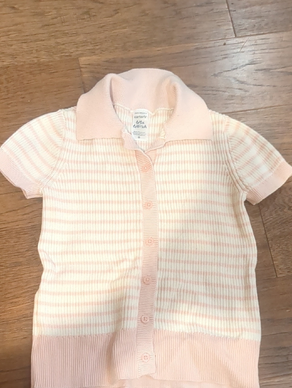 Carter's Pink & Cream Striped Knit Button-Front Polo